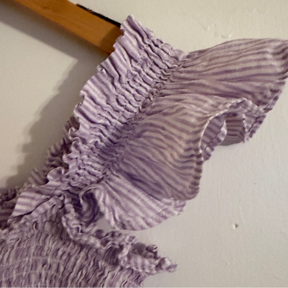 Hill House The Paz Top Linen Women's Size S Lilac Stripe - Picture 5 of 7